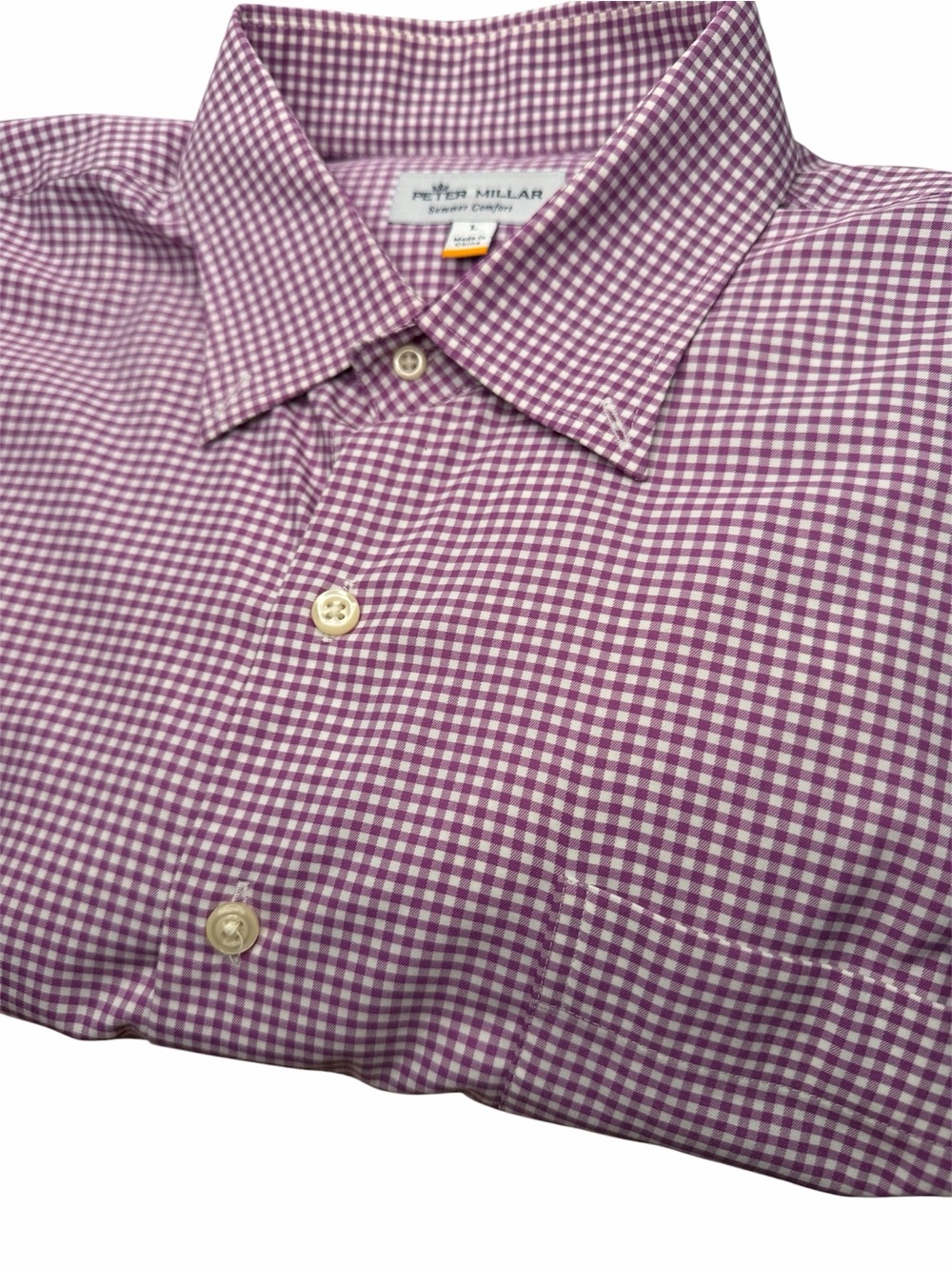 Peter Millar Men’s Purple Gingham Dress Shirt